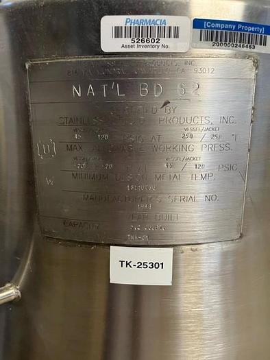 Used 100 LITER / 25 GALLON PRECISION PORTABLE REACTOR - 316L S/S - 45 PSI INTERNAL / 120 PSI JACKET
