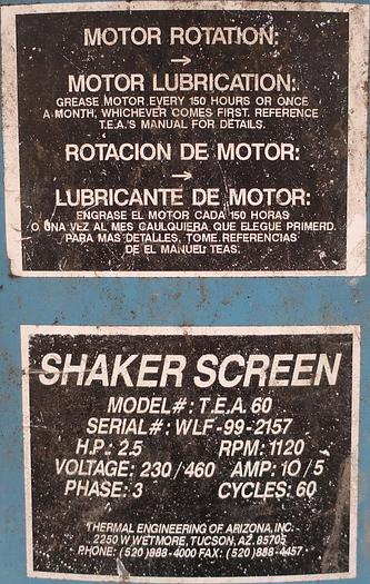 Used 60" CIRCULAR SCREENER (SIMILAR TO A SWECO) - S/S - 1 DECK - 2.5 HP