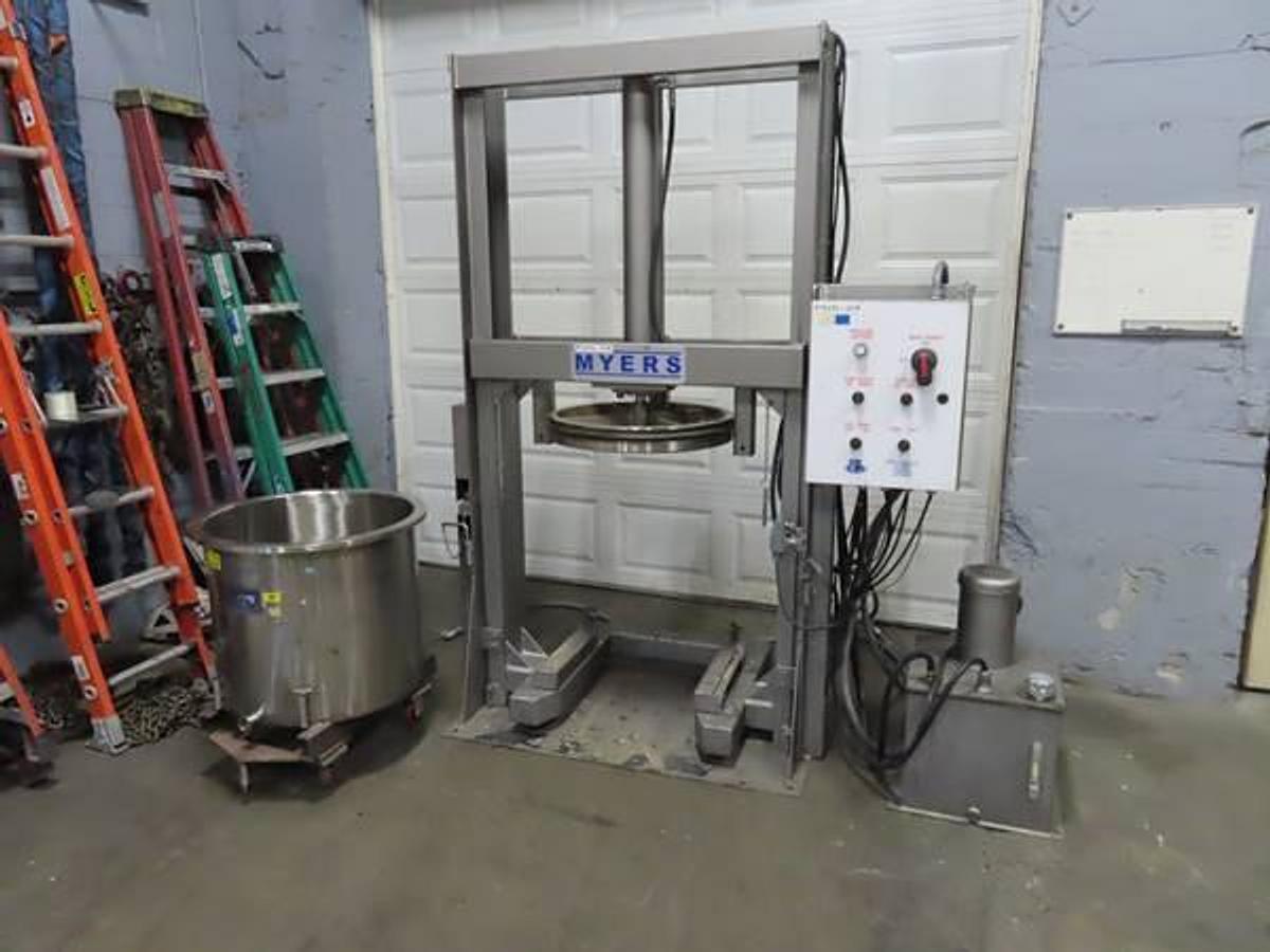 Used MYERS HYDRAULIC RAM DISCHARGE PRESS