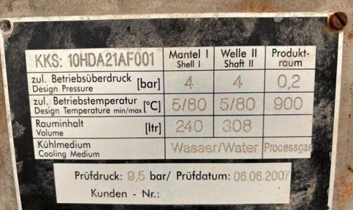 Used 25.6" x 30'8" SINGLE SCREW JACKETED COOLING SCREW - C/S