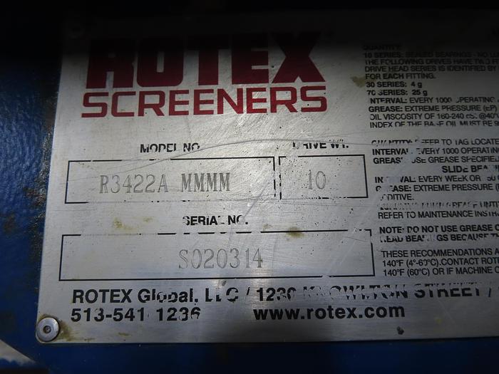 Used   39" x 55" ROTEX SCREENER - MODEL R3422 MMMM