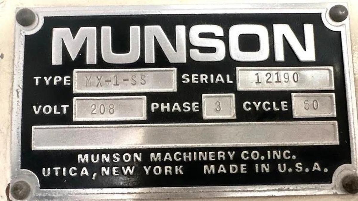 Used MUNSON ROTARY BATCH BLENDER - MODEL MX-1-SS