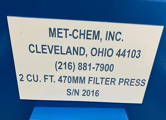Used 2 CU. FT. MET-CHEM FILTER PRESS - 470 MM - MANUAL - C.G.R.