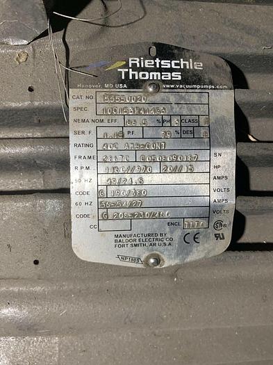 Used Rietschle Thomas VC-500, 20 HP Vacuum Pump