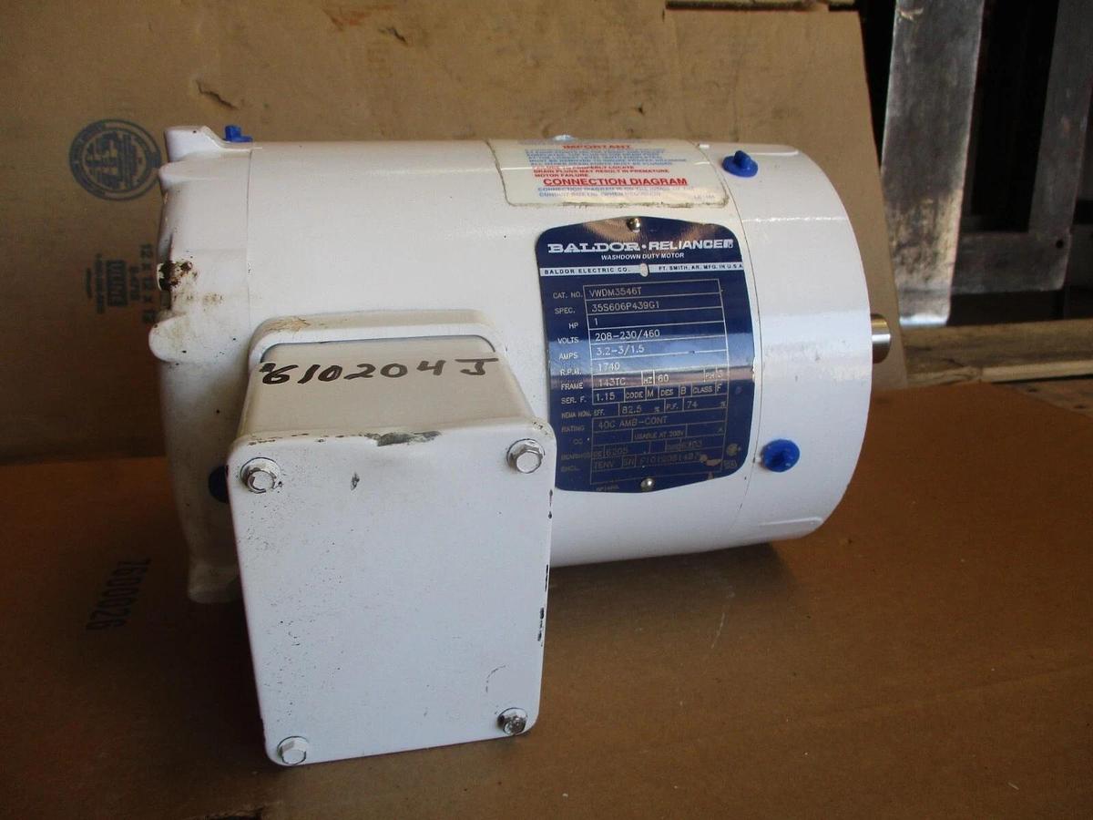 Used BALDOR-RELIANCE 1 HP WASHDOWN MOTOR, #610204J NEW