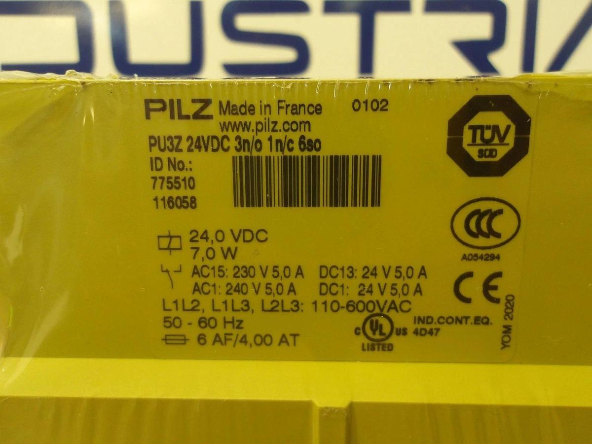 Used PILZ PU3Z RELAY MODULE 24 VDC, #430922G PARTS ONLY