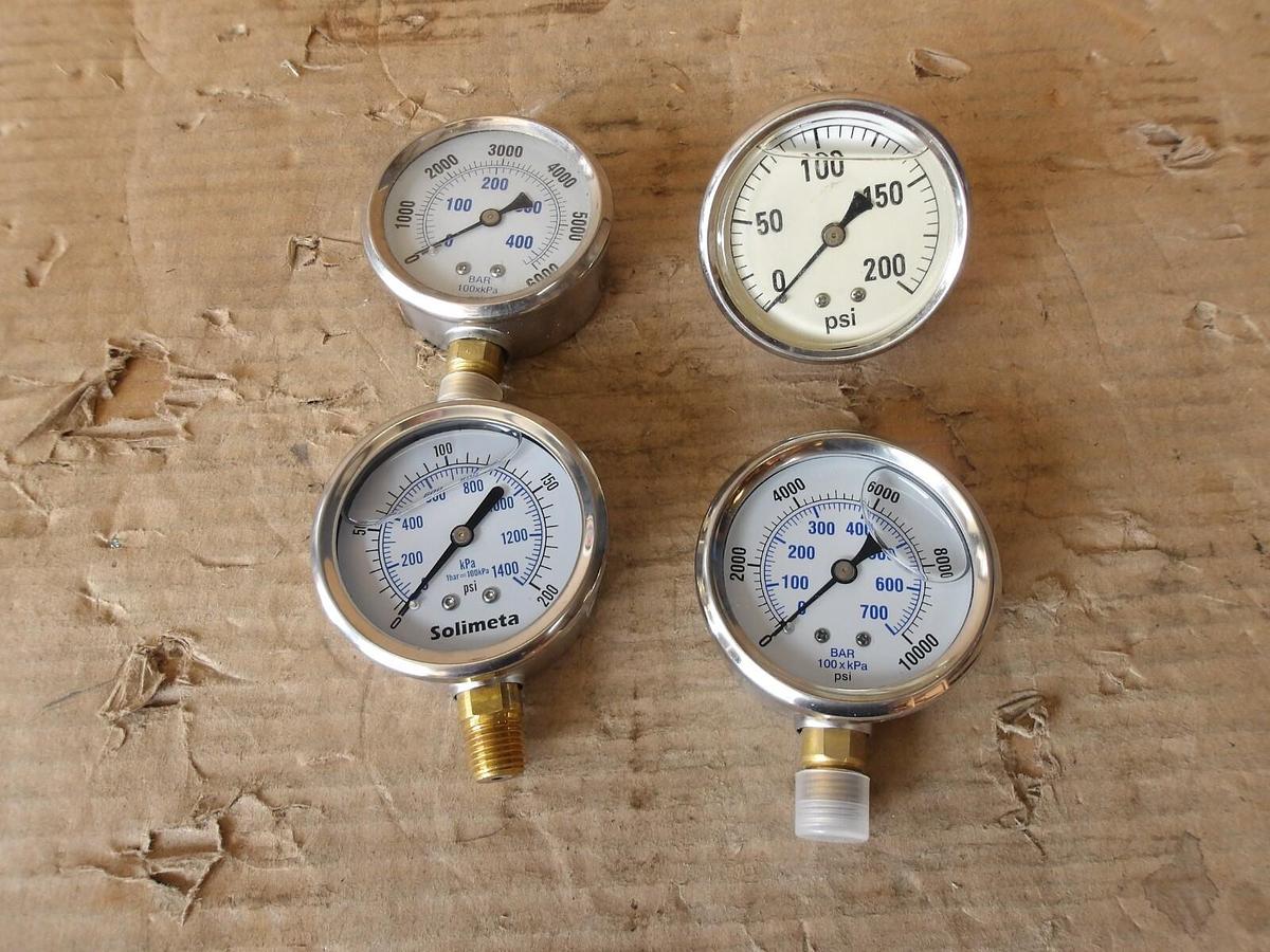 Used SOLIMETA PRESSURE GAUGE (LOT OF 4) #85104G NEW