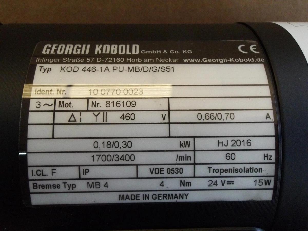 Used GEORGII KOBOLD KOD446 ELECTRIC MOTOR, #4231046G NEW