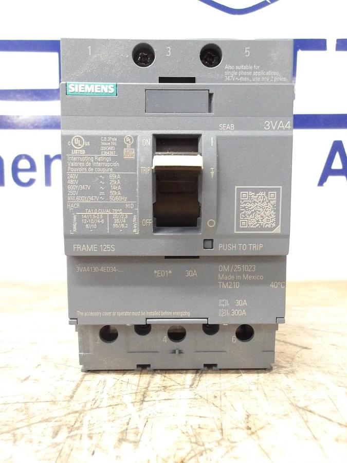 SIEMENS 30 AMP BREAKER 240-480-600 V, #630150G NIB
