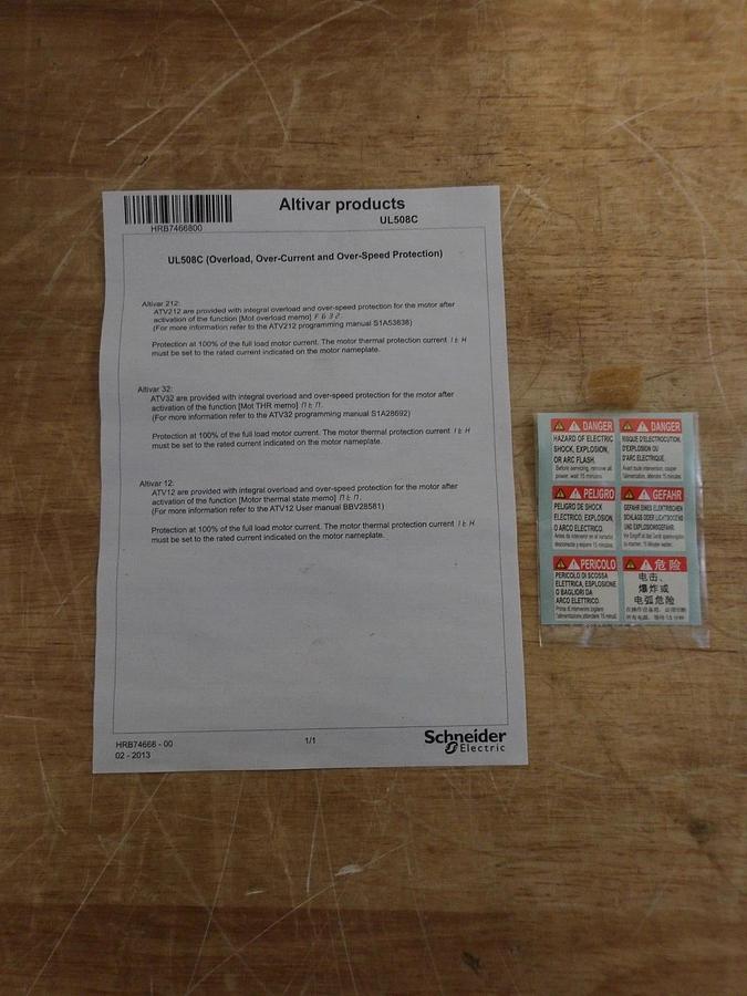 SCHNEIDER ALTIVAR ATV32H037N4 CONTROLLER 0.37KW-1/2 HP, #3101210G NIB