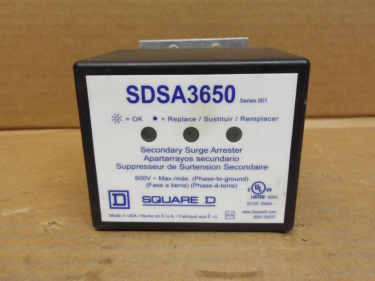 Used SQUARE D SDSA3650 SURGE ARRESTER, SERIES 001, #1113814G USED