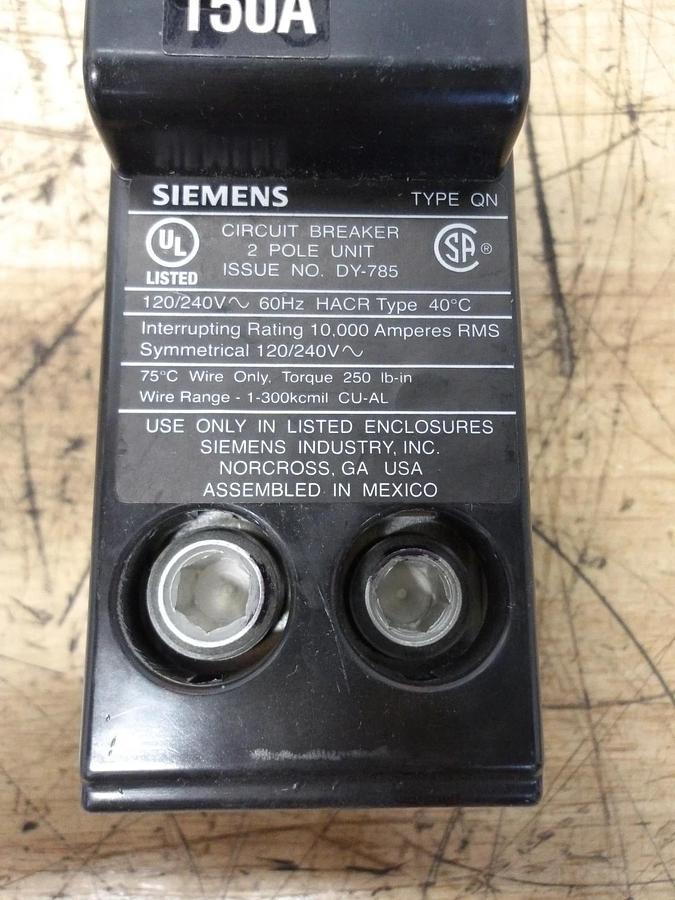 Used SIEMENS 150 AMP BREAKER QN2150, #11251032G NIB