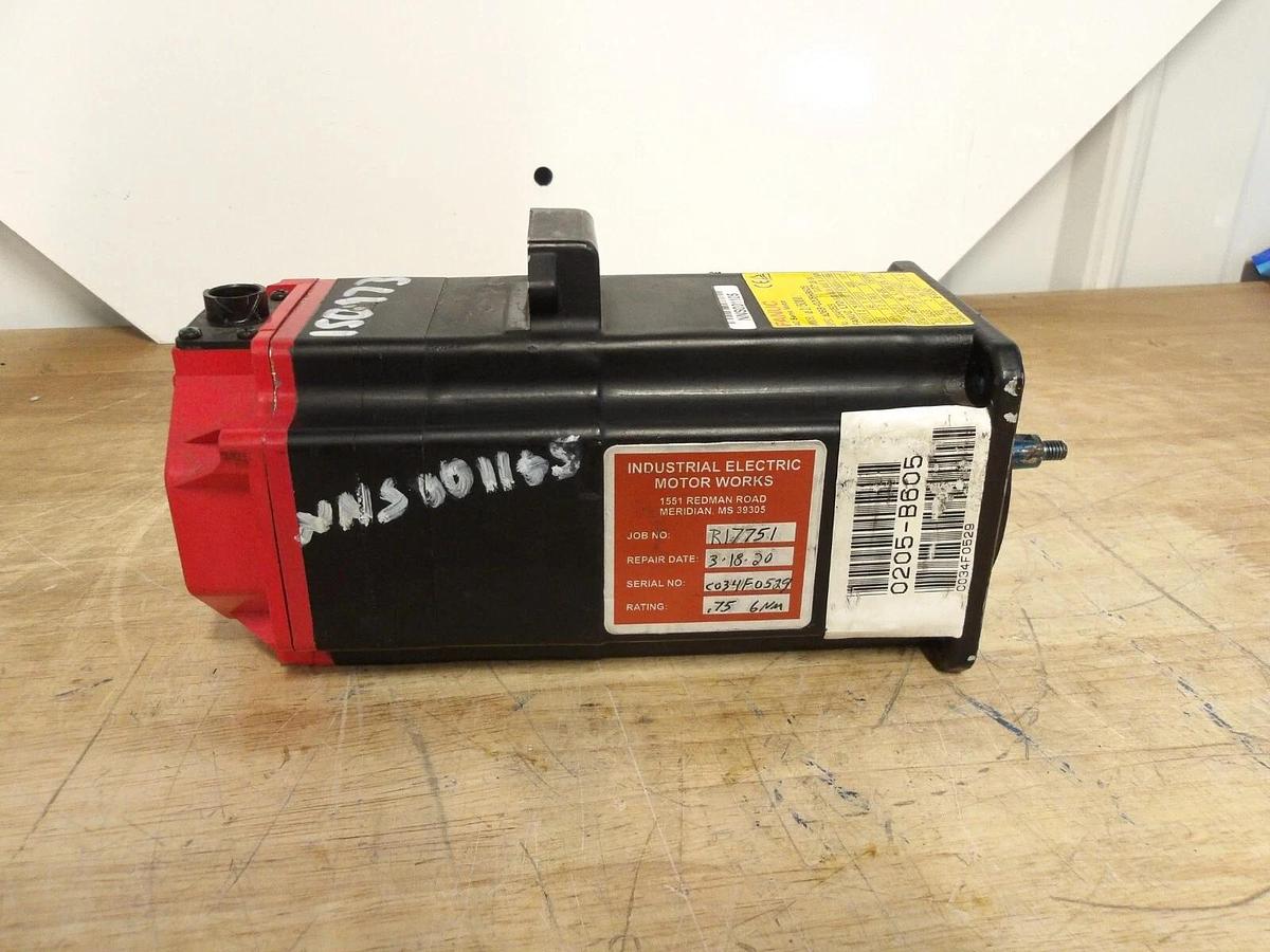 Used FANUC A06B-0205-B605 AC SERVO MOTOR, 4000 RPM, #56303G REMANUFACTURED