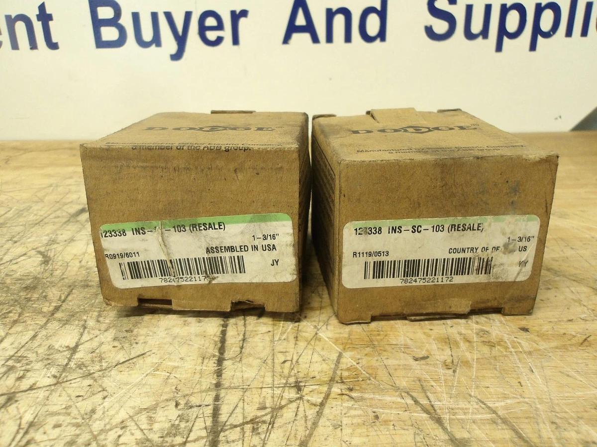 DODGE 123338INS/SC-103 BEARING INSERT 1-3/16" BORE (LOT OF 2) #813118G NIB