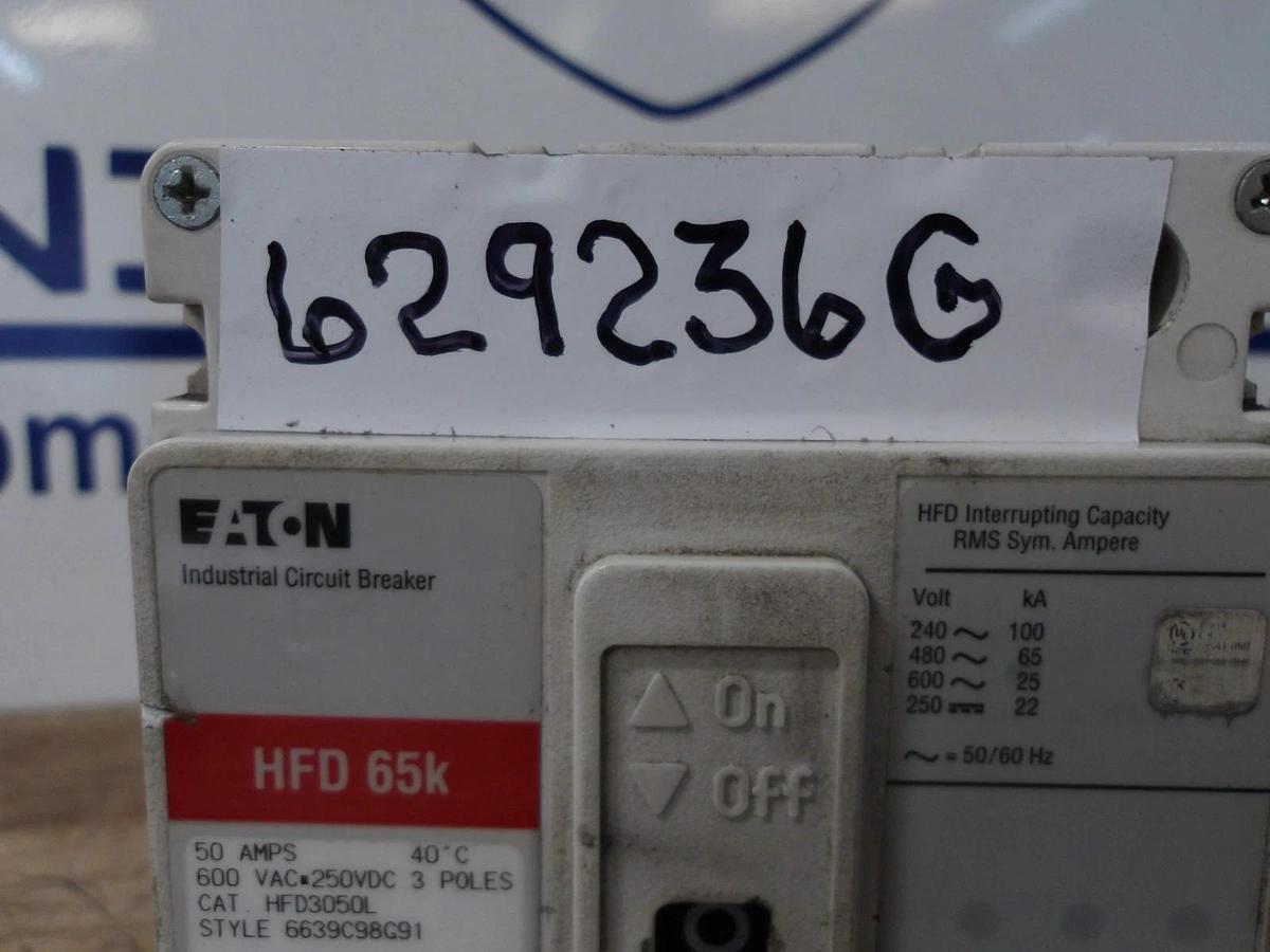 Used EATON 50 AMP BREAKER, 600VAC/250VDC, #629236G USED