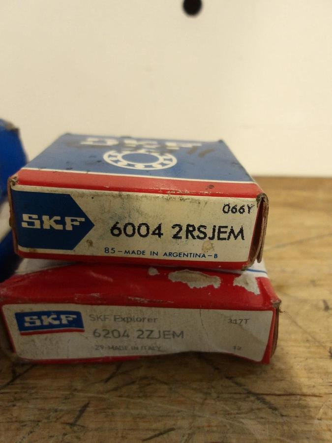 Used SKF BEARINGS (MISC. LOT OF 7) 6204-2ZJEM, 6004-2RSJEM, #99815G NEW