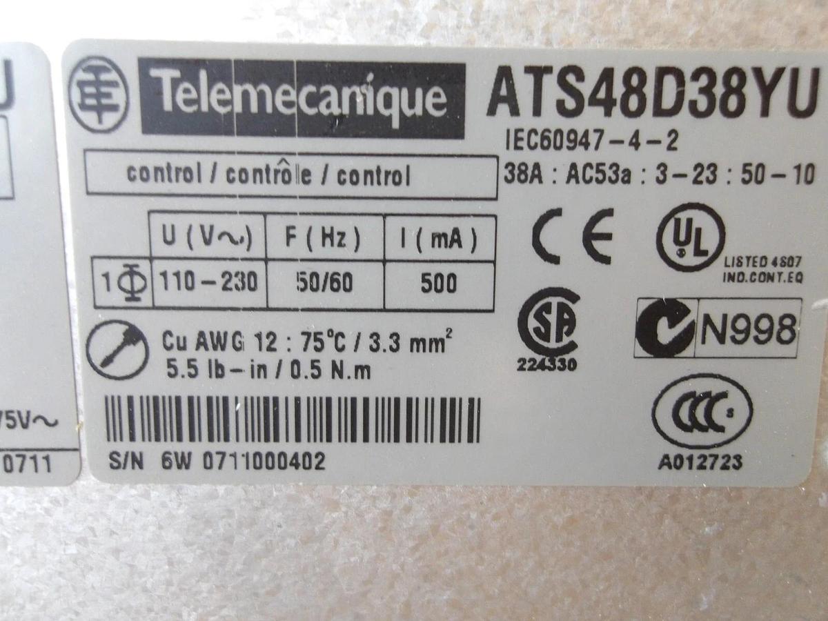 Used TELEMECANIQUE ATS48D38YU ALTISTART SOFT START, #1112149G USED