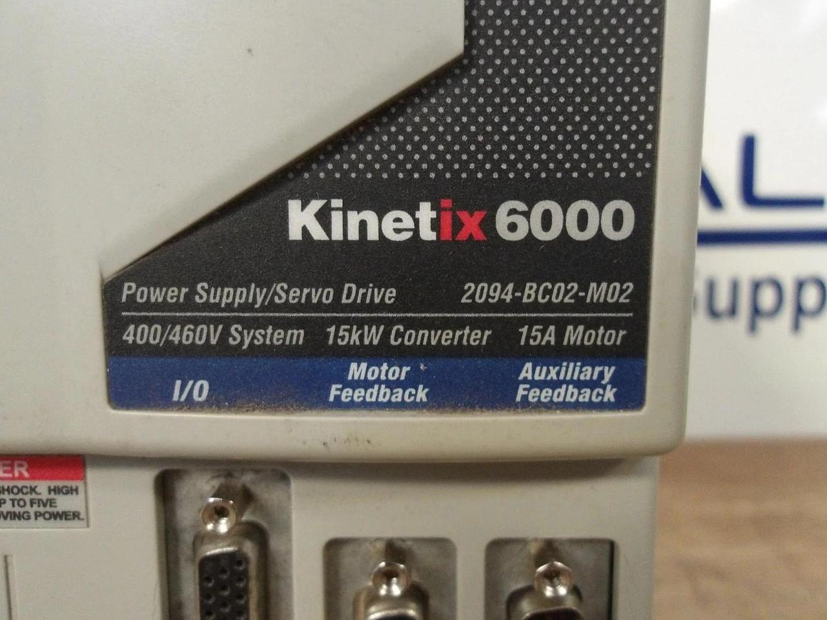 Used ALLEN BRADLEY KINETIX 6000 SERVO DRIVE & POWER SUPPLY 2094-BC02, #2261246G REMAN