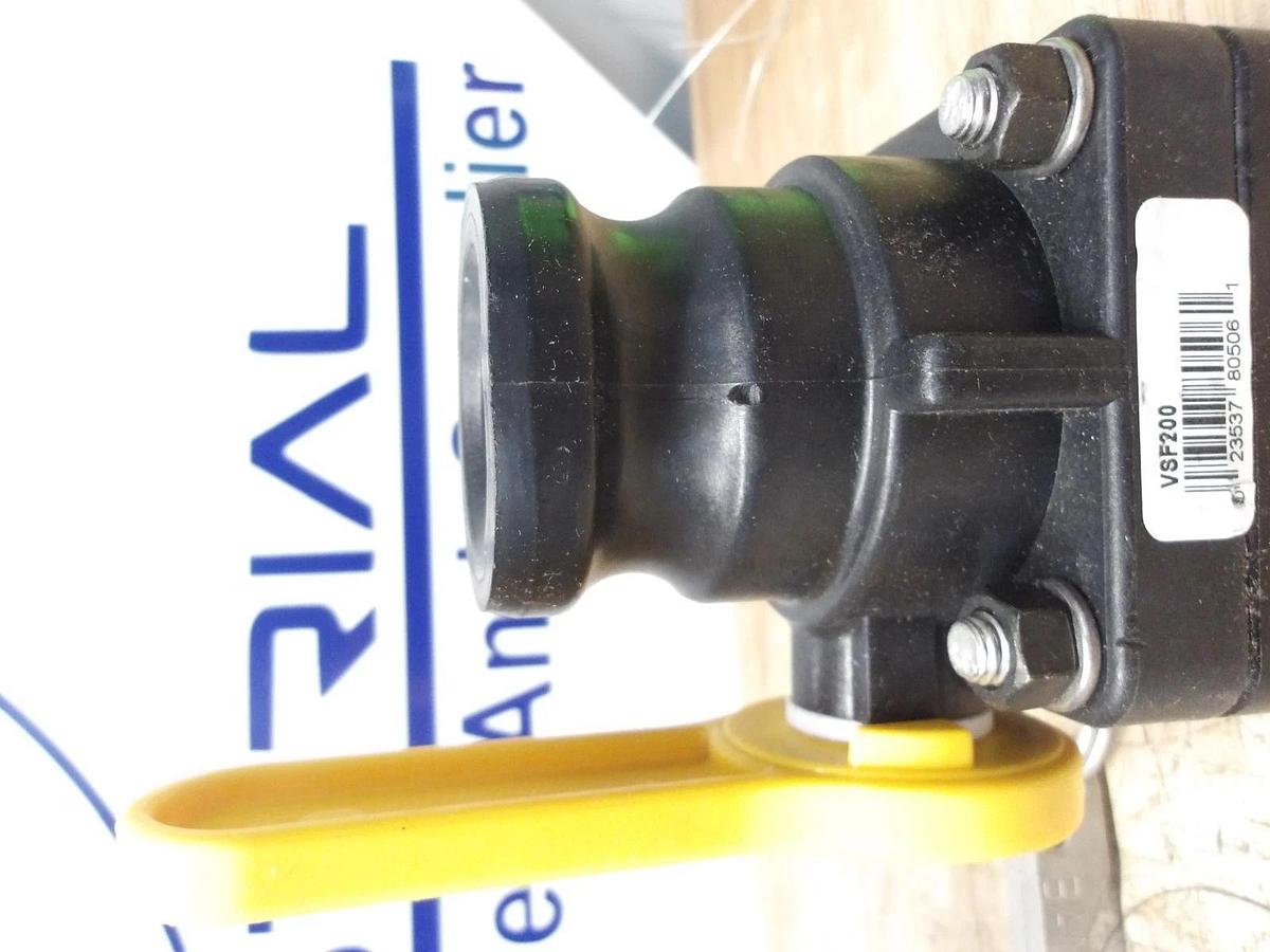 Used TERREMAX 2" PLASTIC BALL VALVE VSF200 W/ COUPLING, #316 NEW