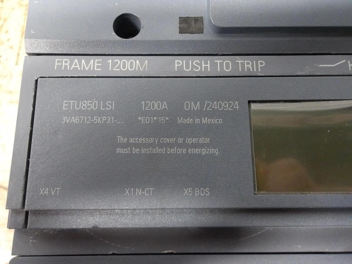 Used SIEMENS 1200 AMP BREAKER 3VA6712-6KP31-0AA0, #1126830G NEW