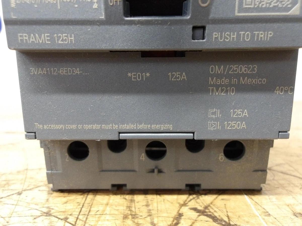 SIEMENS 125 AMP BREAKER 3VA4112-6ED34, #1126845G NIB