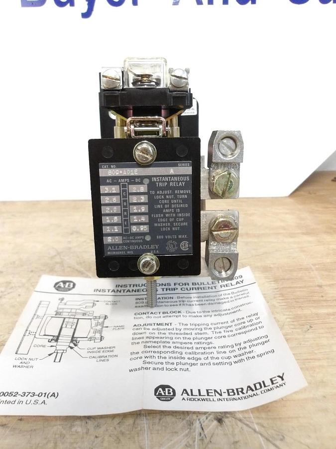 Used ALLEN BRADLEY 809-A01E INSTANTANEOUS TRIP RELAY, #514132G NEW