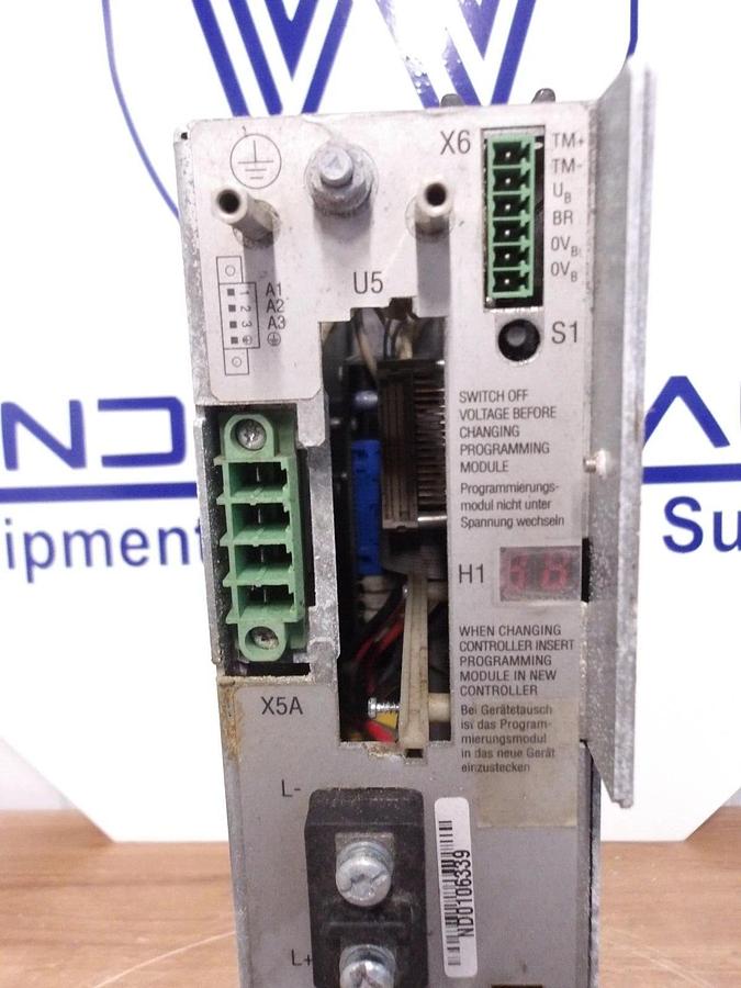 Used INDRAMAT DDS03.2-W030-BE12-01-FW AC SERVO CONTROLLER, #212945G PARTS ONLY