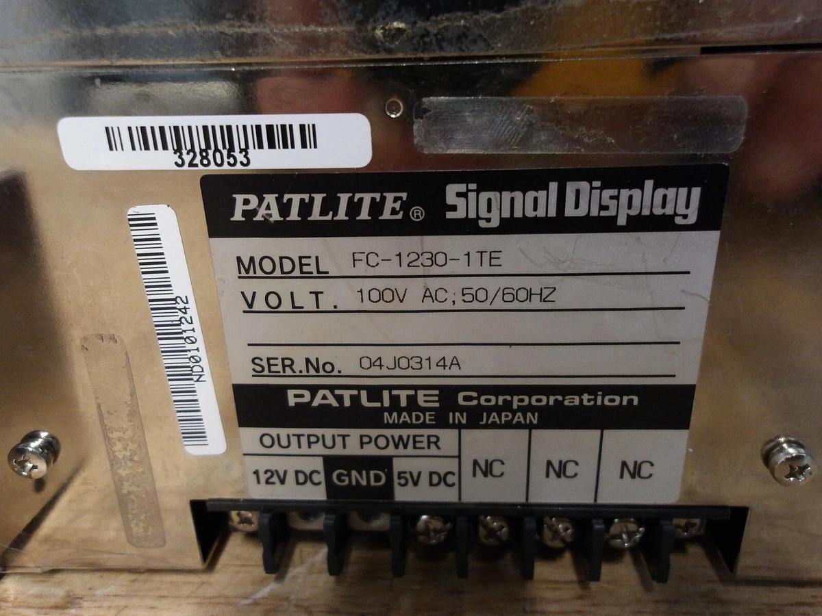 Used PATLITE FC-1230-1TE SIGNAL DISPLAY UNIT 100 V, #310911G REMANUFACTURED