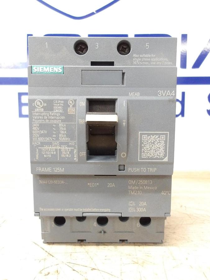 Used SIEMENS 20 AMP BREAKER 600/347 V, #715116G USED