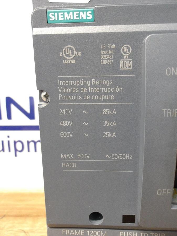 Used SIEMENS 1200 AMP BREAKER 3VA6712-6KP31-0AA0, #1126830G NEW