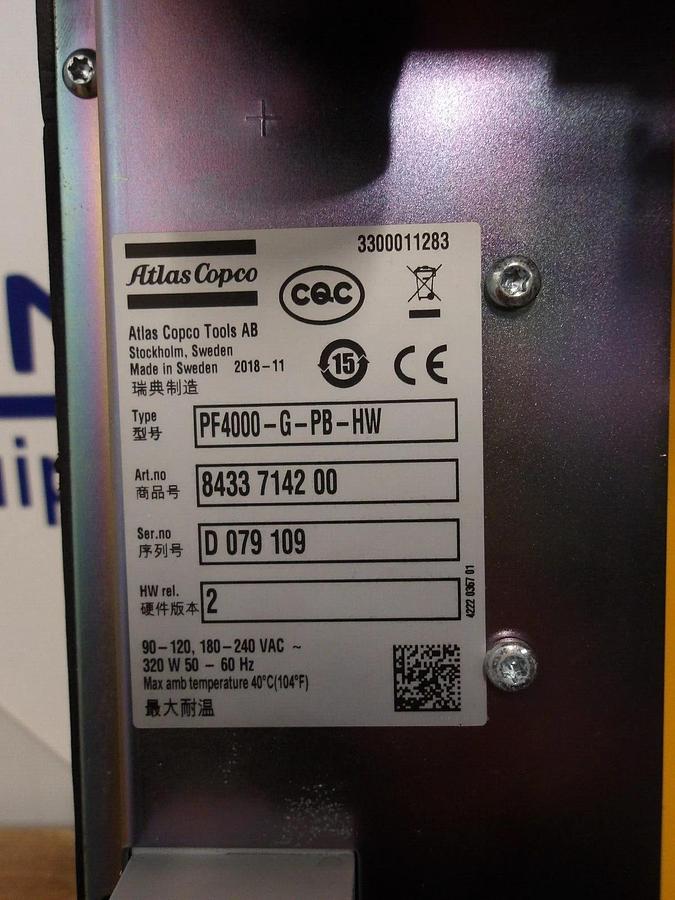 POWER FOCUS ATLAS COPCO 1 NUTRUNNER CONTROLLER PF4000-G-PB-HW, #3261005G NIB