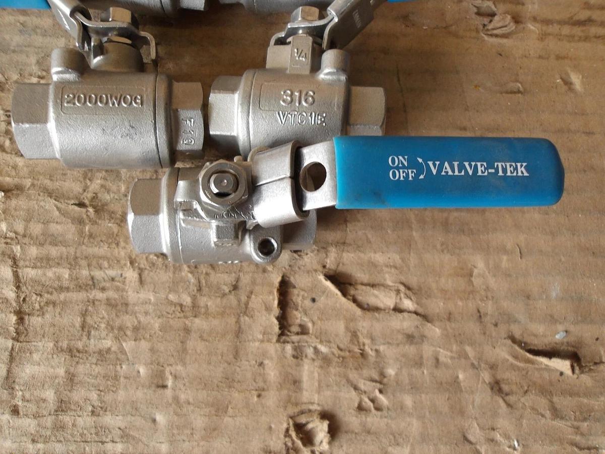 Used VALVE-TEK 1/4" S/S BALL VALVE (LOT OF 5), #812242G NEW