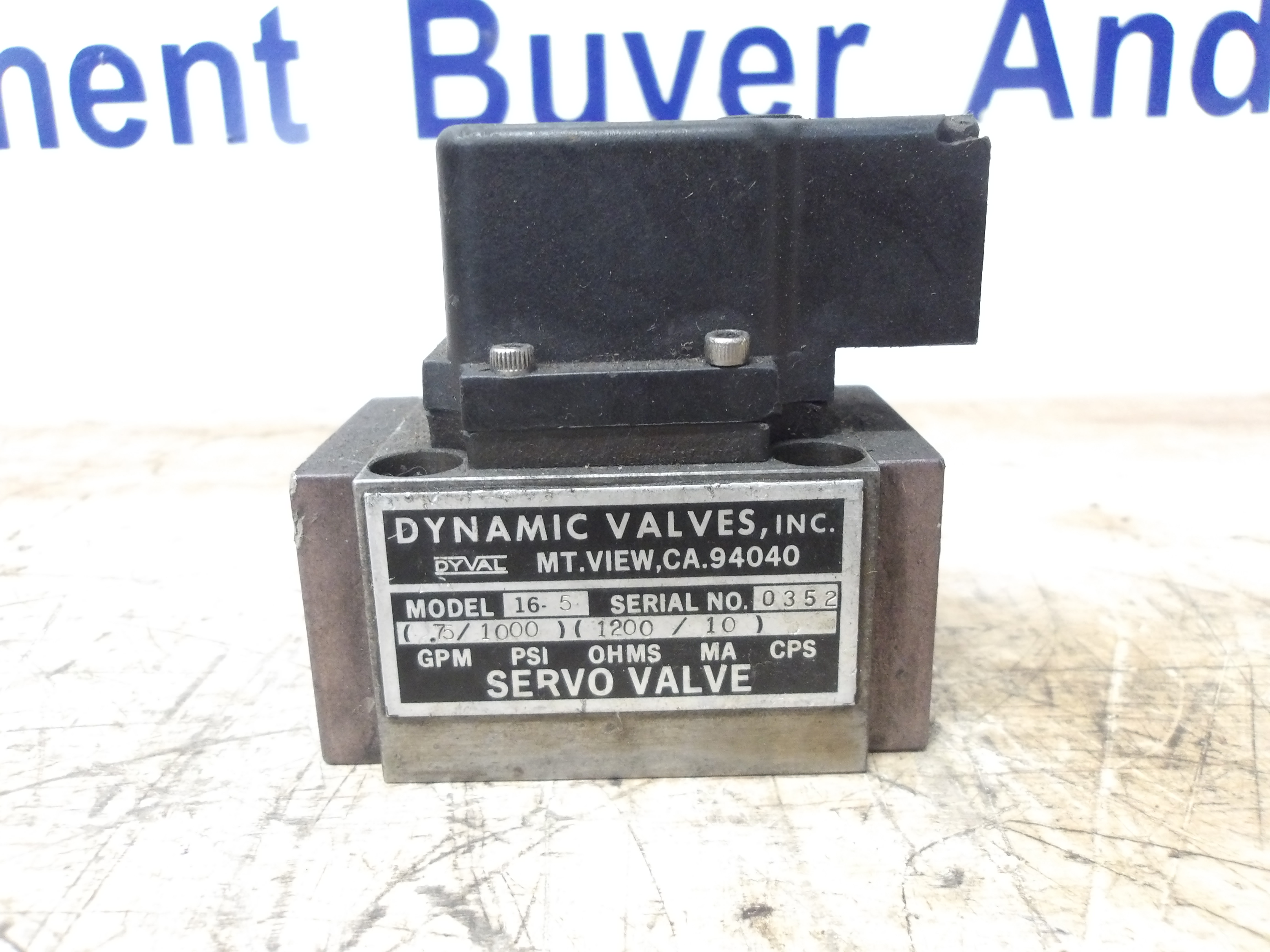 Used DYNAMIC 16-5 SERVO VALVE