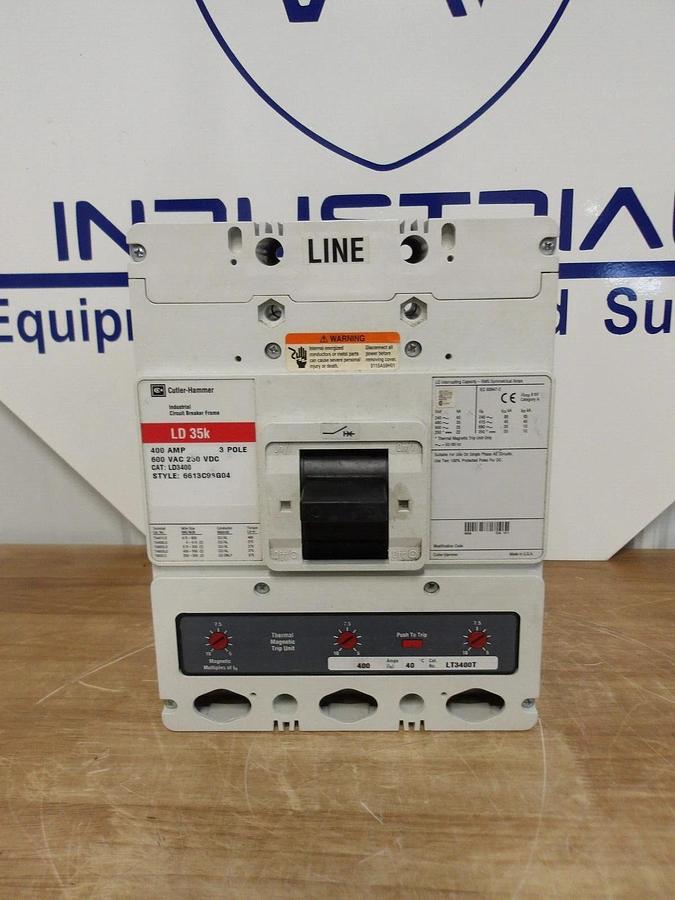 Used CUTLER HAMMER 400 AMP BREAKER LD35K, 600 VAC, #221948G NEW
