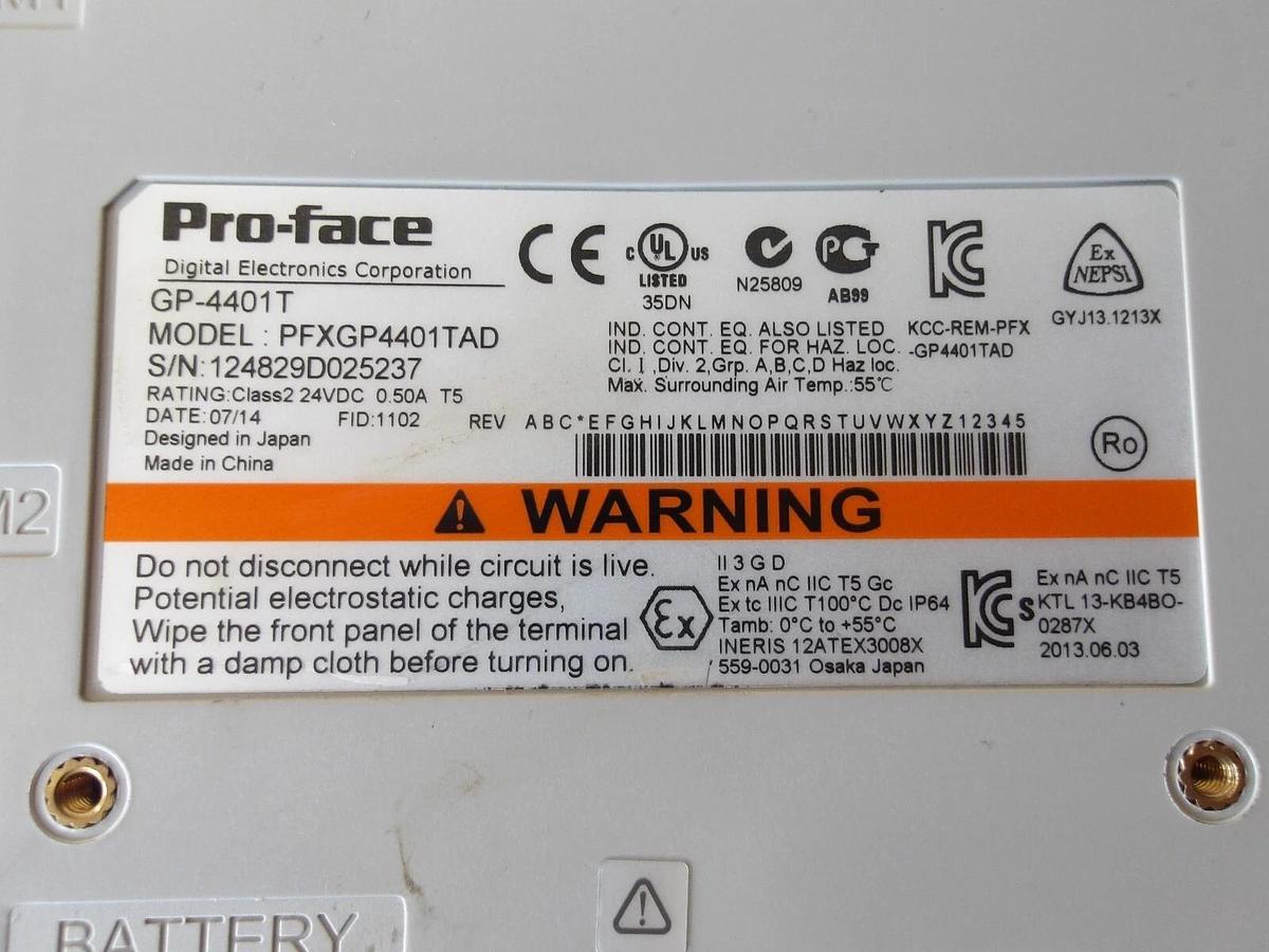 Used PROFACE GP-4401T TOUCH SCREEN 7", 24 V, #11121005G USED