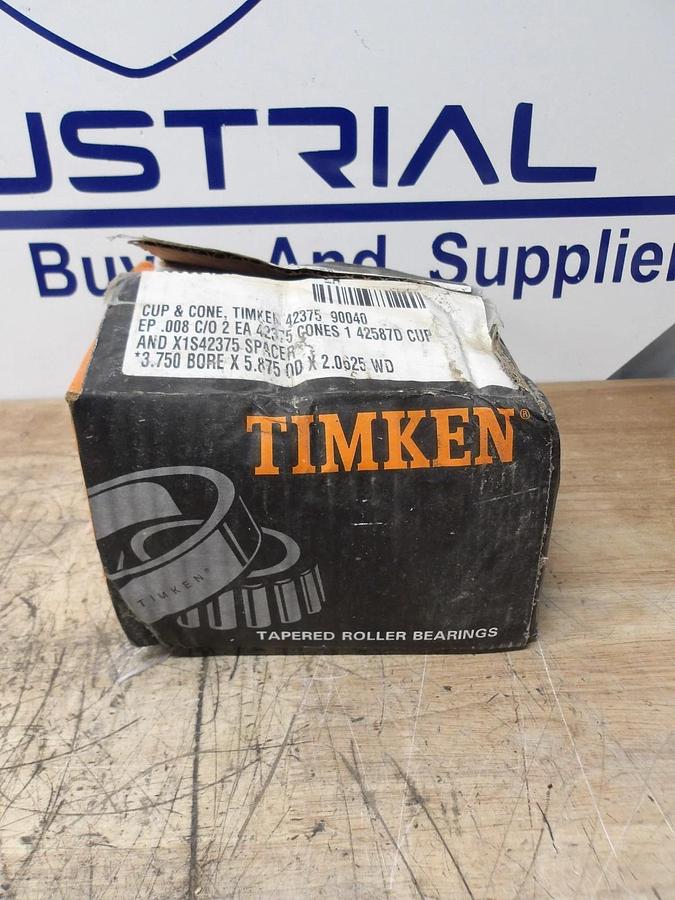 Used TIMKEN 42375 CUP & CONE ROLLER BEARING, #58933G NIB