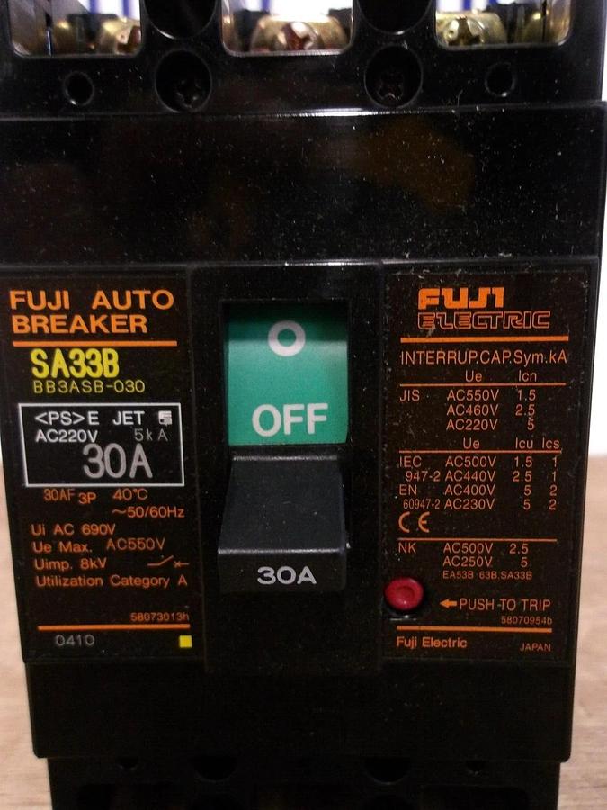 FUJI 30 AMP BREAKER SA33B, 550 VAC, #224807G NIB