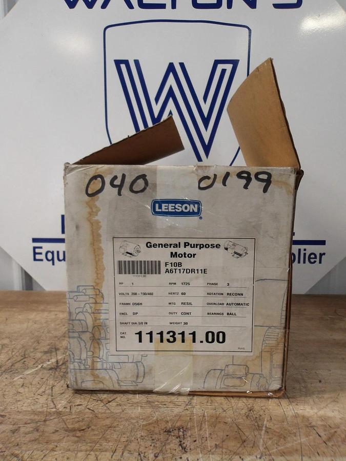 LEESON 1 HP MOTOR, 208-230 V, 1725 RPM, FR D56H, #691032G NIB