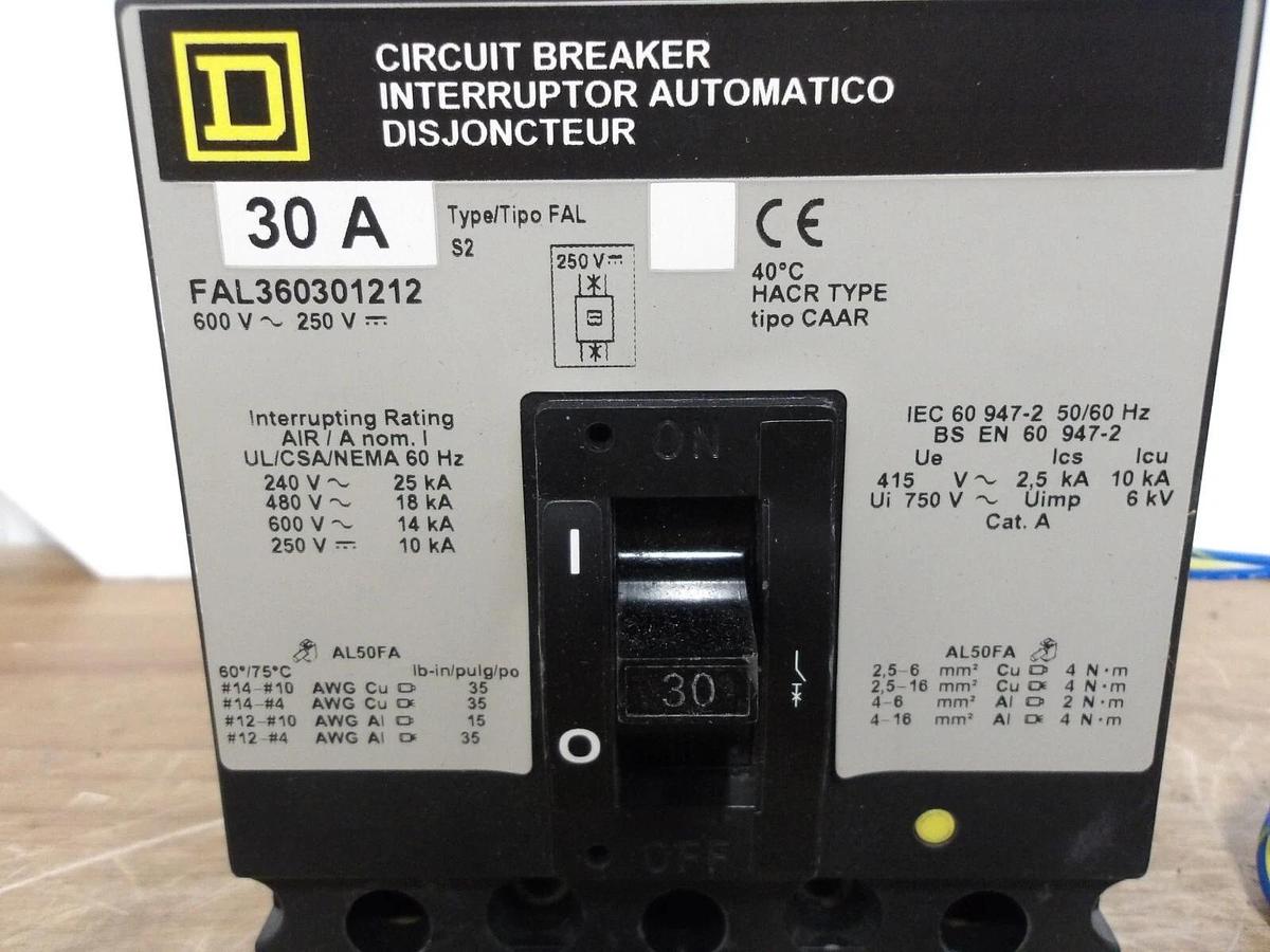SQUARE D 30 AMP BREAKER 600/250 V, #2211230G NIB