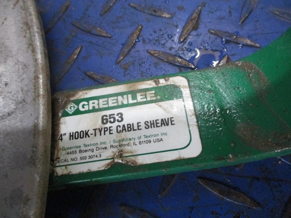 Used GREENLEE 653 (24") HOOK-TYPE CABLE SHEAVE, #311844J USED
