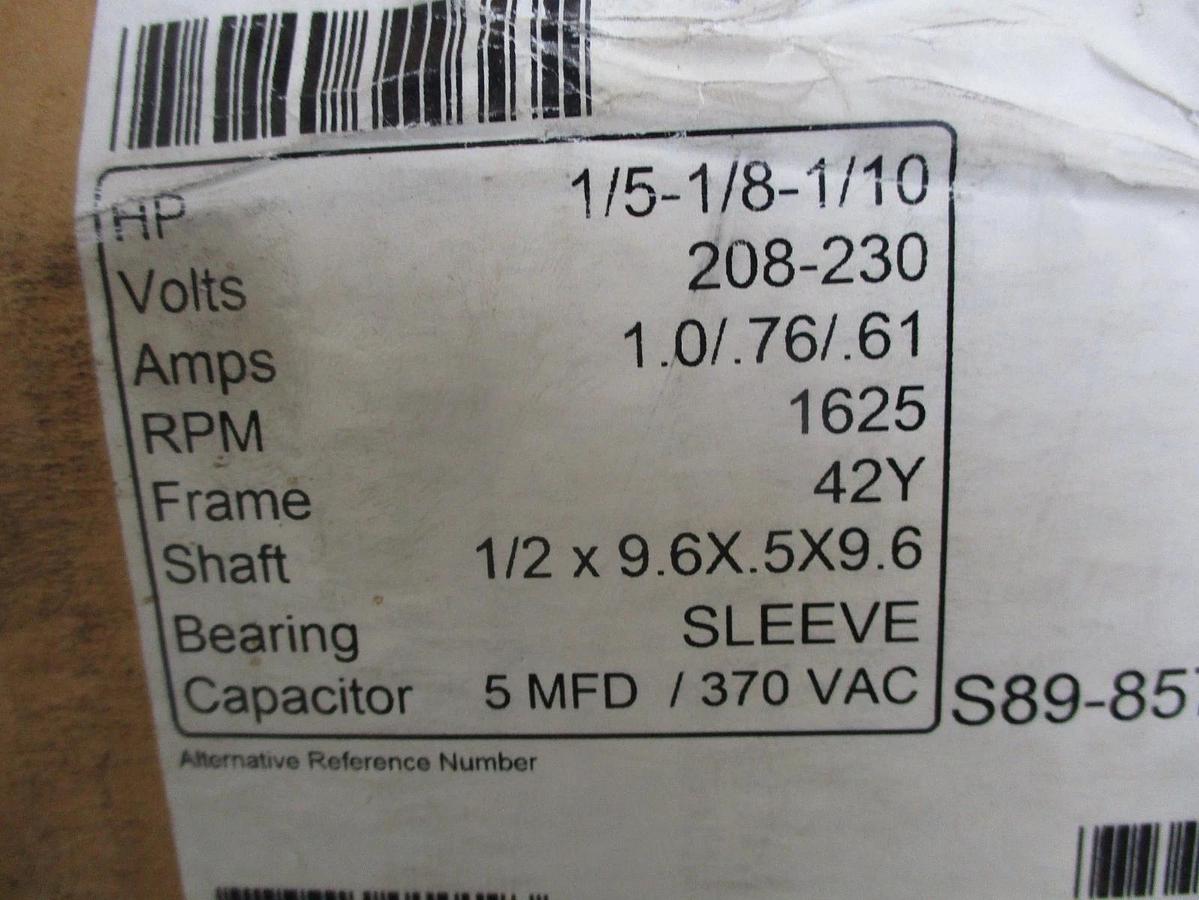 CENTURY 1/5-1/8-1/10 ROOM AIR CONDITIONER MOTOR, 208-230 V, #69234J NIB