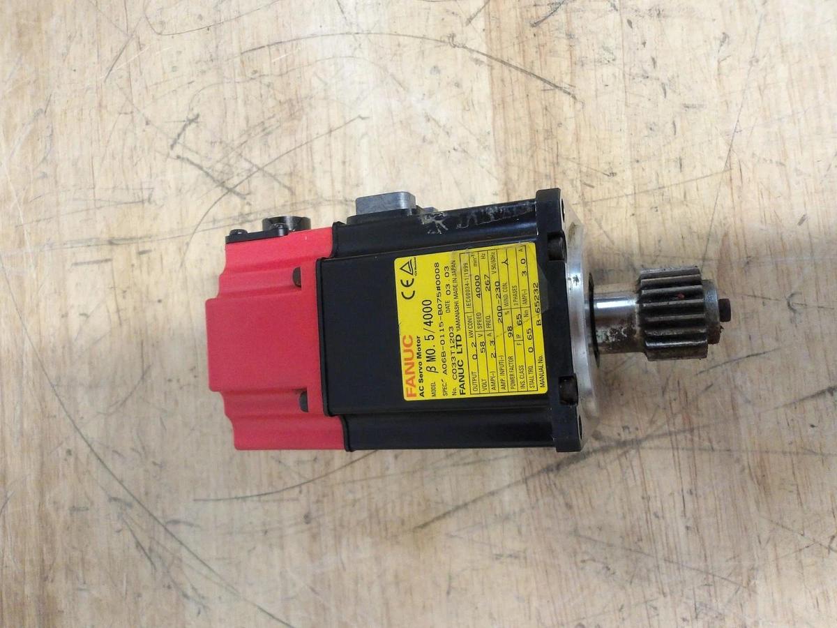 Used FANUC A06B-0115-B075 0008 AC SERVO MOTOR, 4000 RPM, #616226G USED