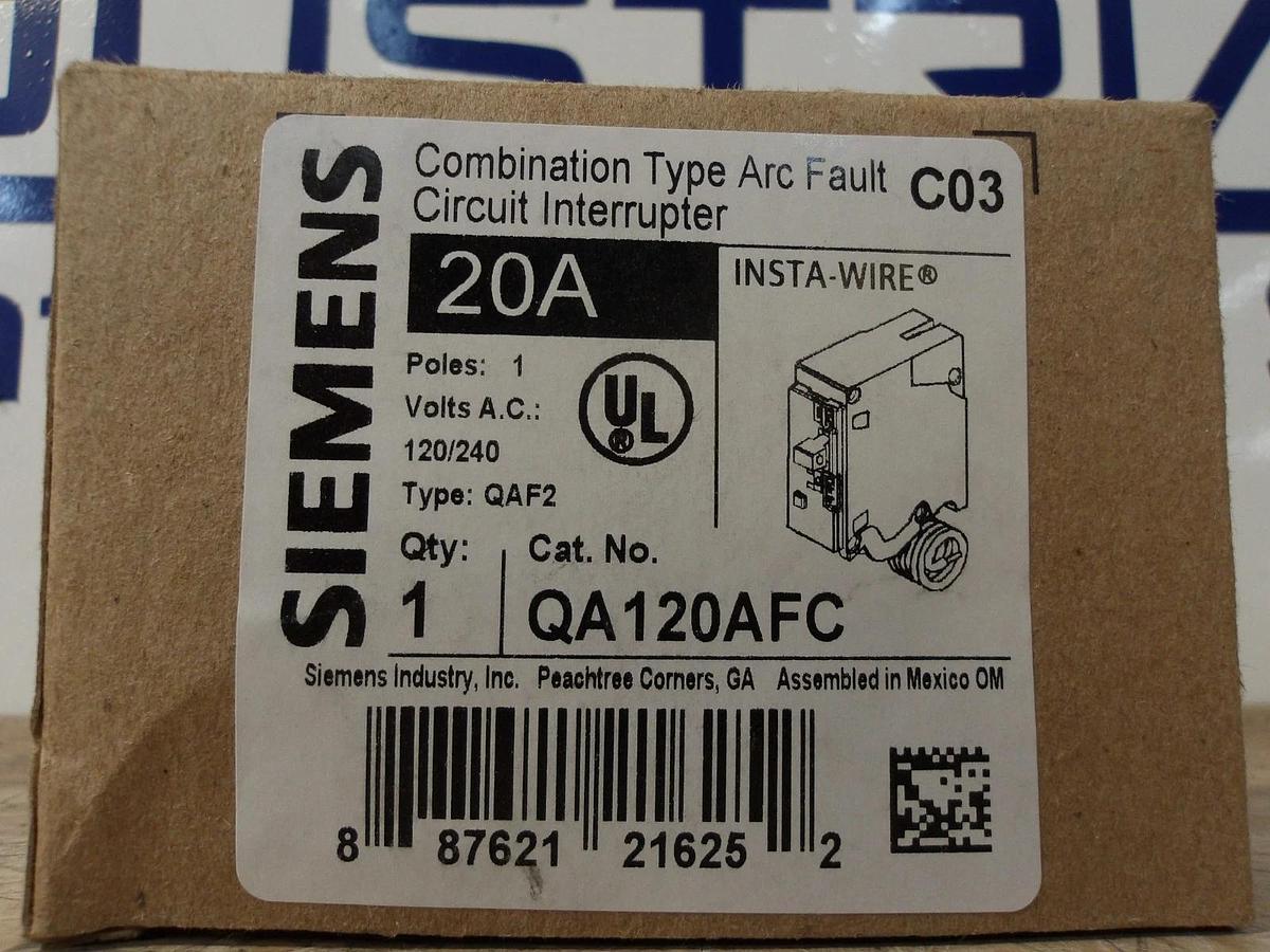 SIEMENS 20 AMP ARC FAULT BREAKER 120/240 V (LOT OF 5) #58318G NIB