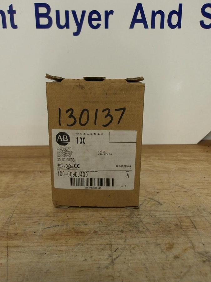 ALLEN BRADLEY 100-C09DJ400 CONTACTOR, SER A, 4 P, #57143G NIB
