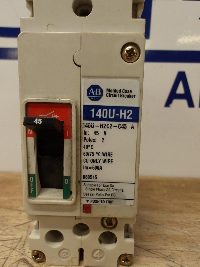 Used ALLEN BRADLEY 45 AMP CIRCUIT BREAKER, 240-480-600 V, #512141G USED
