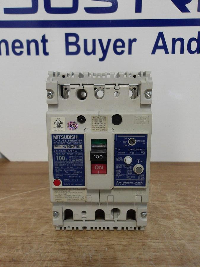 MITSUBISHI 100 AMP NO FUSE BREAKER NV100-SW4, #224845G NIB