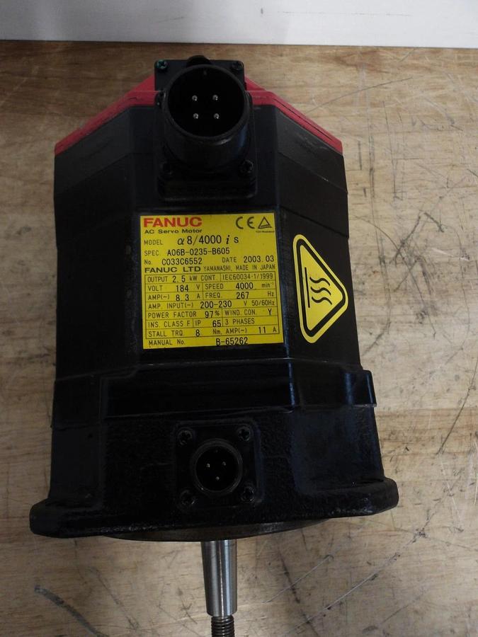 Used FANUC A06B-0235-B605 AC SERVO MOTOR, 4000 RPM, #619150G USED