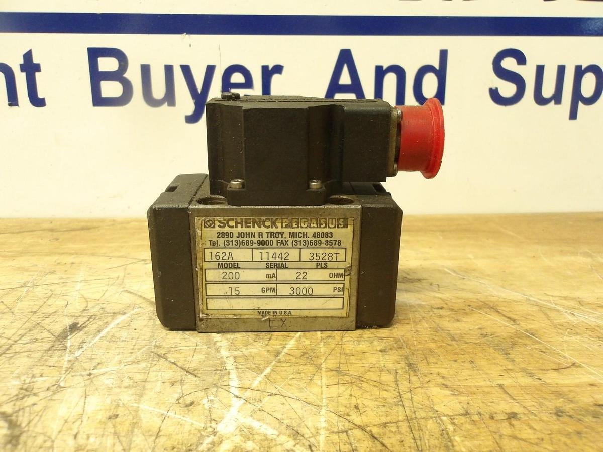 Used SCHENCK PEGASUS 162A SERVO VALVE, #826952G USED