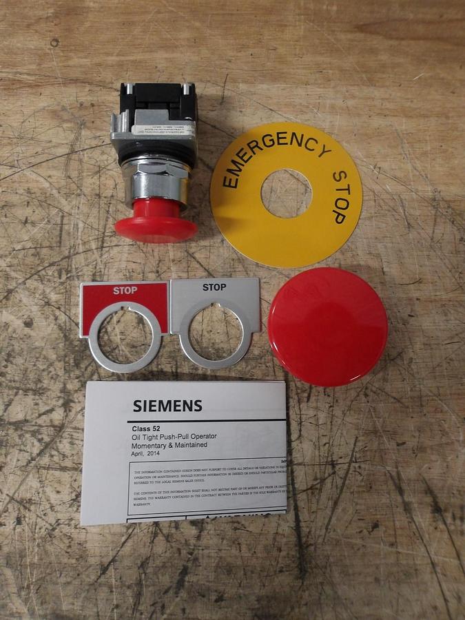 Used SIEMENS 52PP2W2A PUSH PULL STOP SWITCH, #77303G NEW