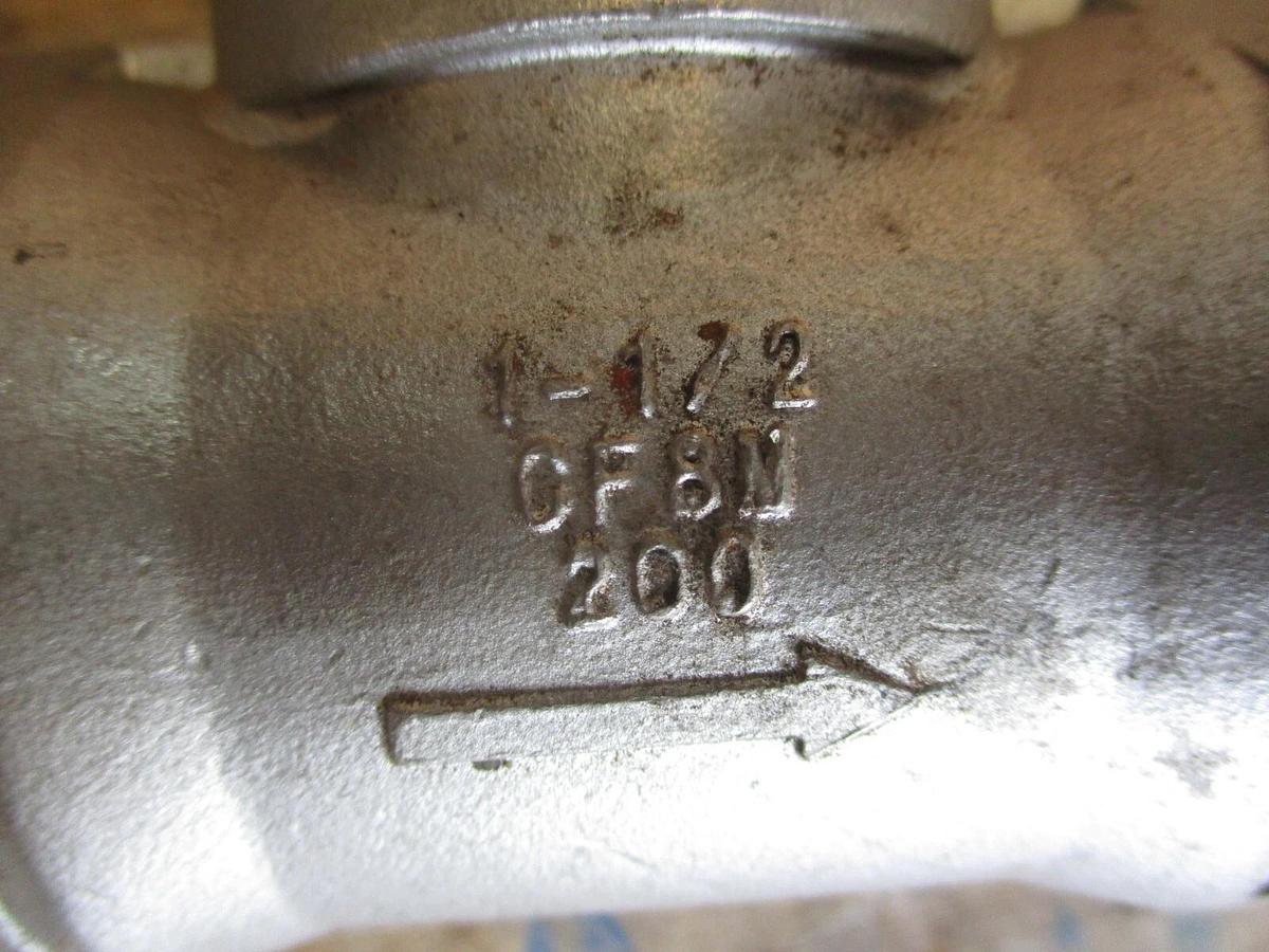 Used FNW 1-1/2" STAINLESS GLOBE VALVE, #620315J NEW